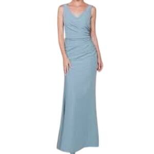 REVELRY French Blue Dawson Crepe Long Sleeveless Formal Bridesmaid Gown Dress 0‎
